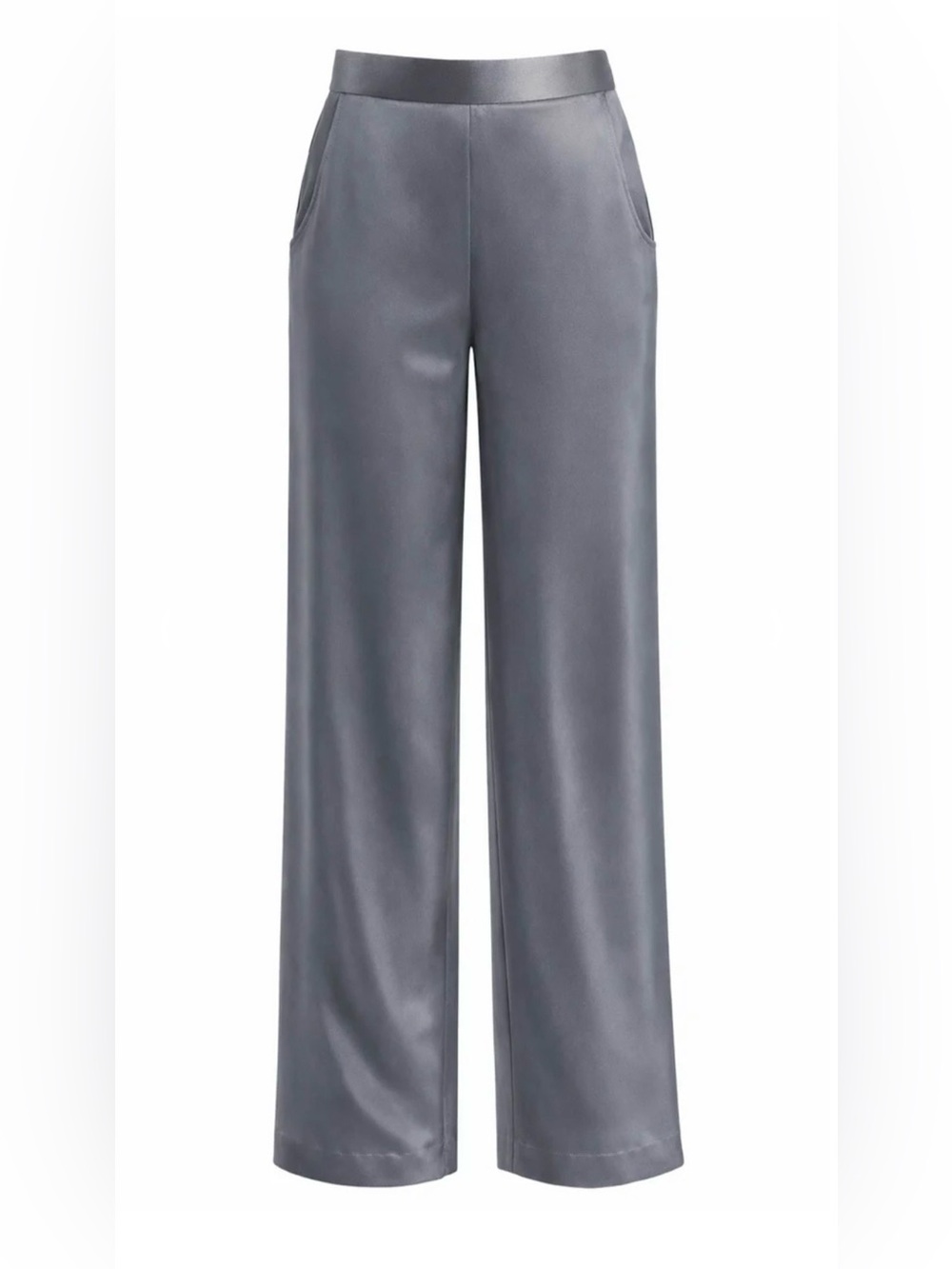 Women's Ravella Wide-Leg Silk Pants - Grey/Blue